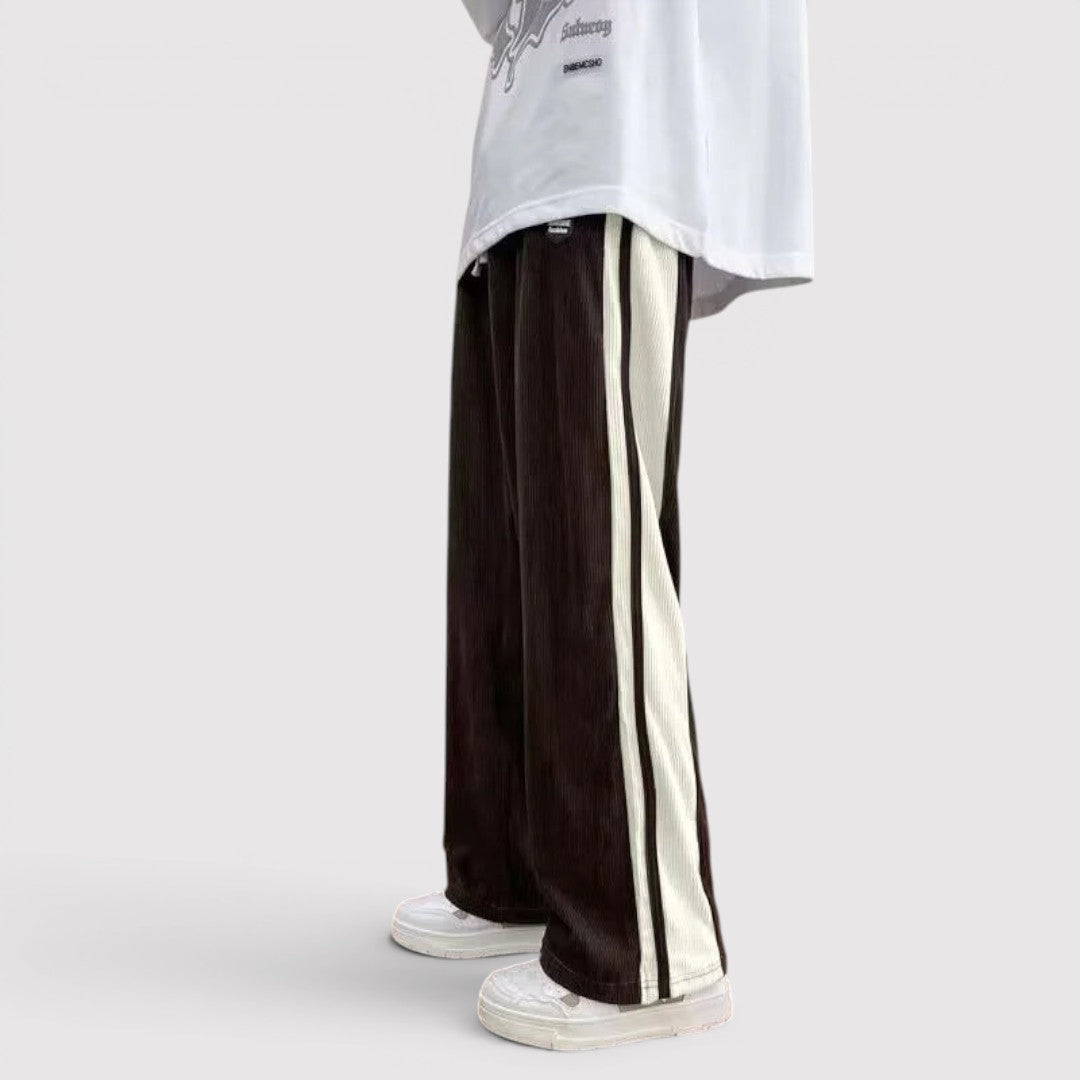 Markus Berlin Herren Wide-Leg-Hose mit Seitenstreifen, Vorderansicht