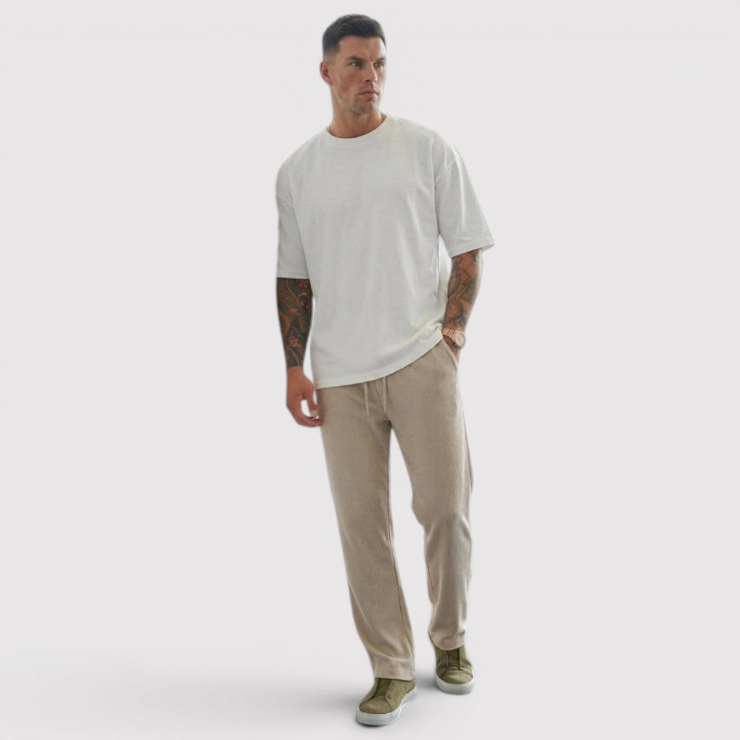 Markus Berlin Herren Loungehose mit Rippstruktur, Vorderansicht