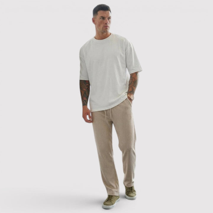 Markus Berlin Herren Loungehose mit Rippstruktur, Vorderansicht