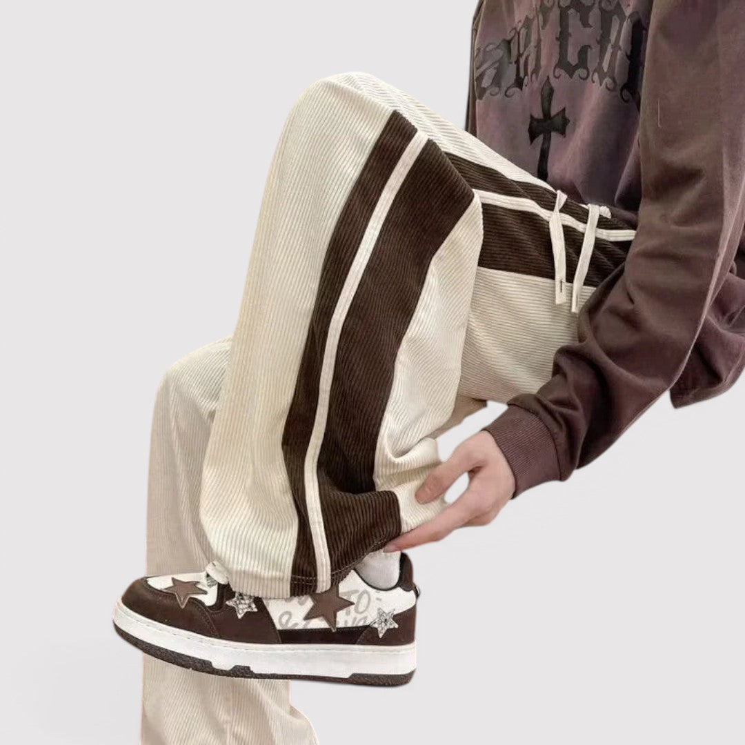 Markus Berlin Herren Wide-Leg-Hose mit Seitenstreifen, Vorderansicht