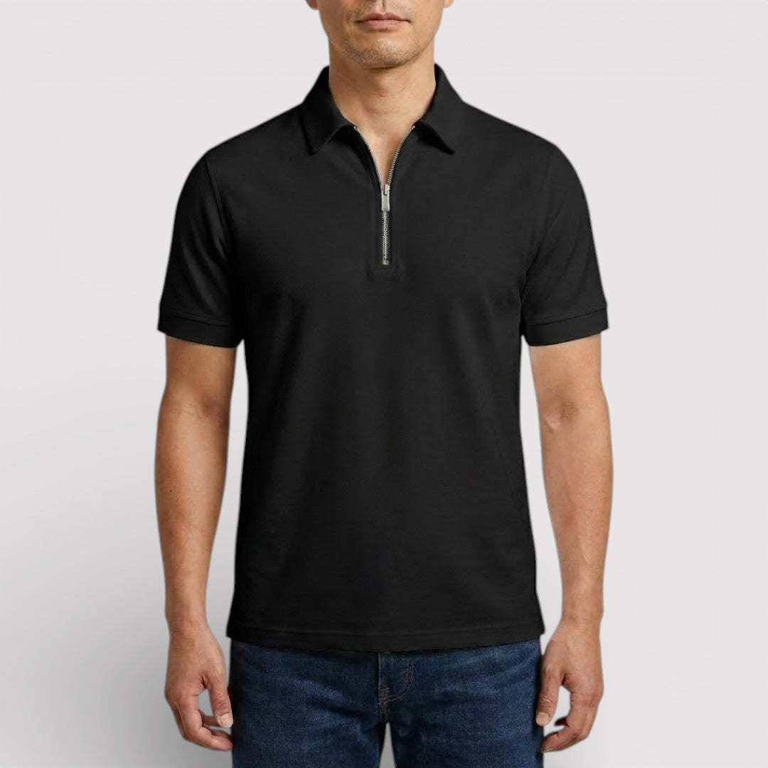 Markus Berlin Herren Zip-Poloshirt, Vorderansicht
