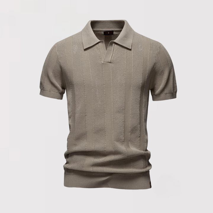 Markus Berlin Herren Klassisches Strick-Poloshirt mit Knopfleiste, Vorderansicht