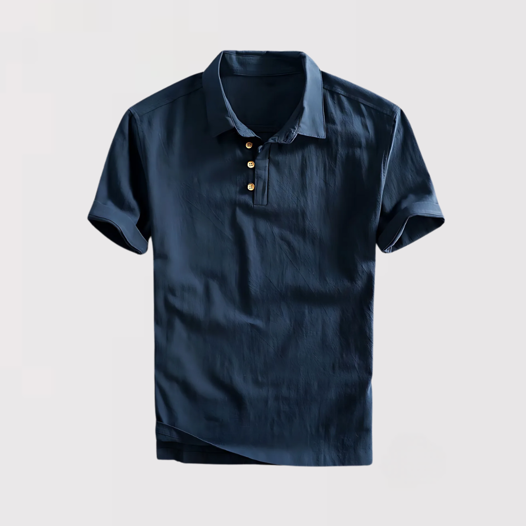 Markus Berlin Herren Sommer-Poloshirt mit natürlicher Textur, Vorderansicht