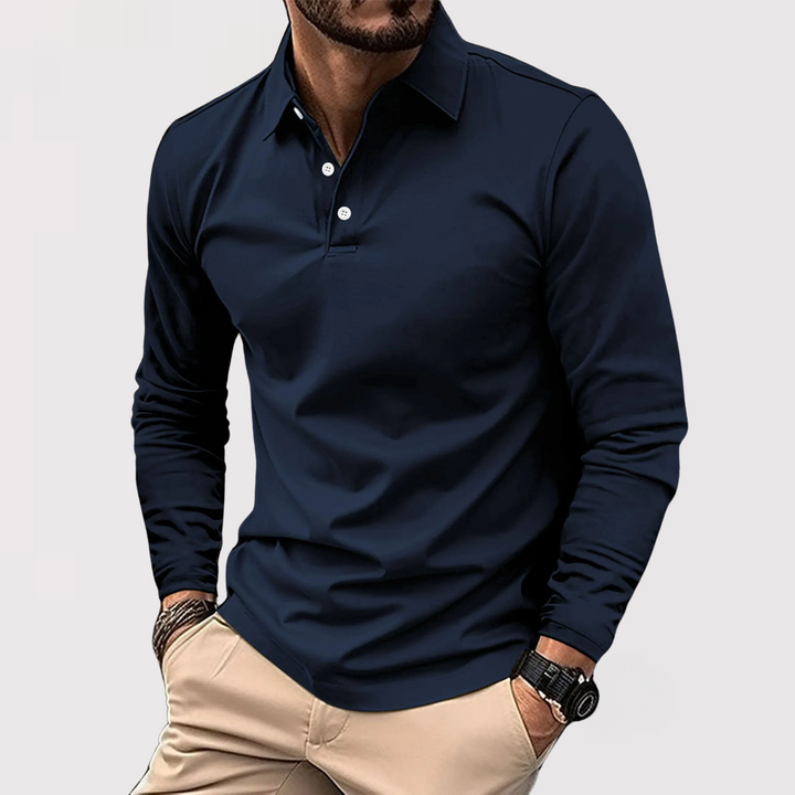 Markus Berlin Herren Langarm-Poloshirt, Vorderansicht
