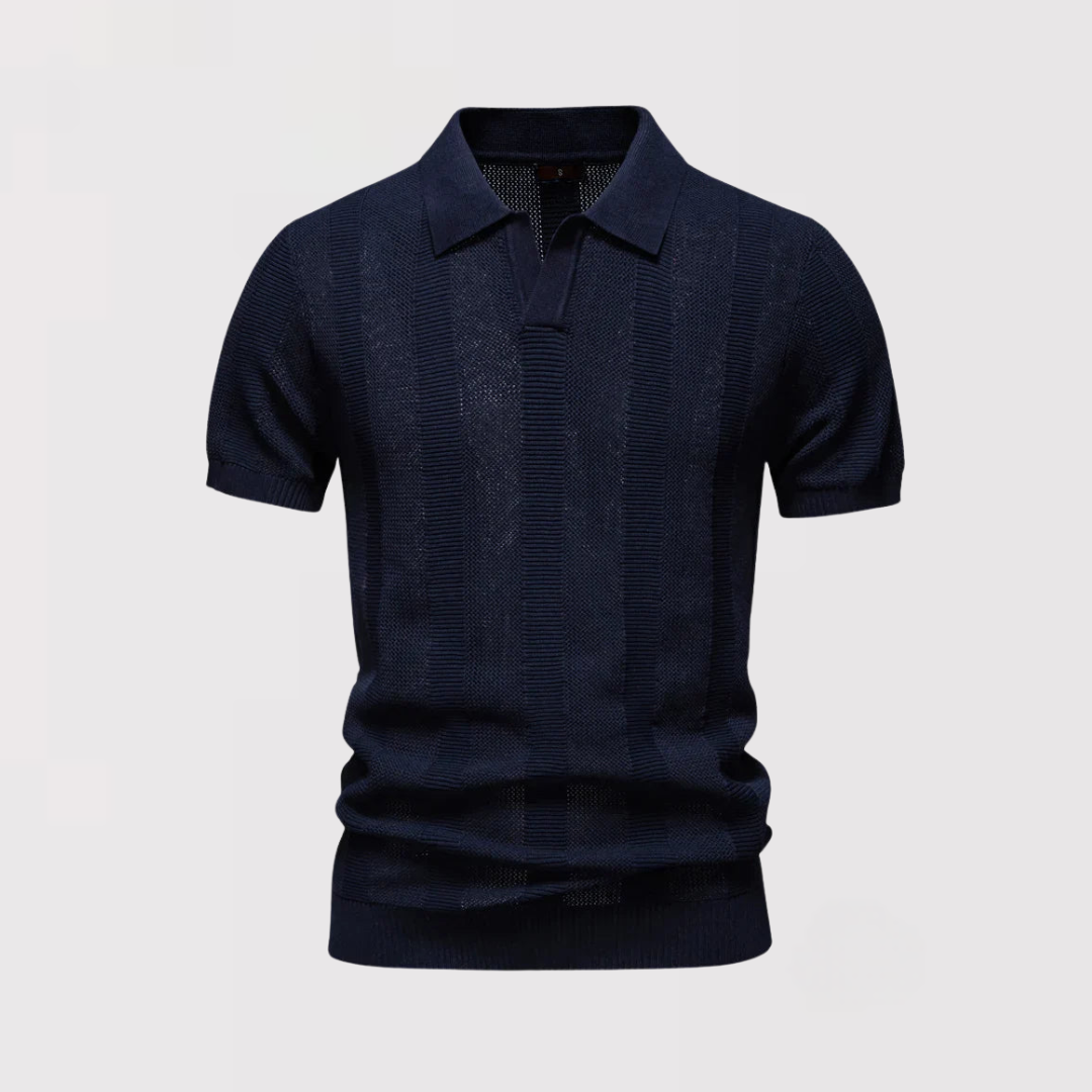 Markus Berlin Herren Klassisches Strick-Poloshirt mit Knopfleiste, Vorderansicht