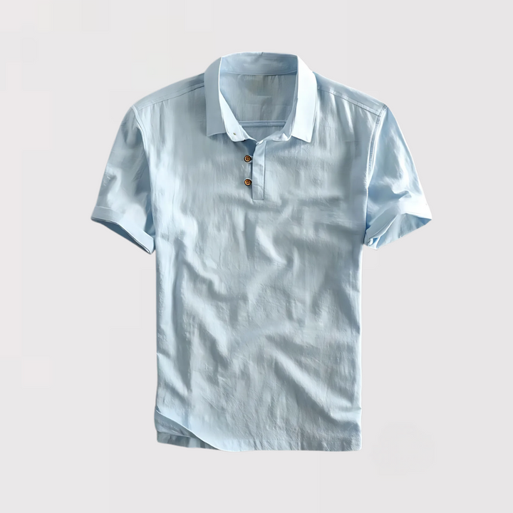Markus Berlin Herren Sommer-Poloshirt mit natürlicher Textur, Vorderansicht