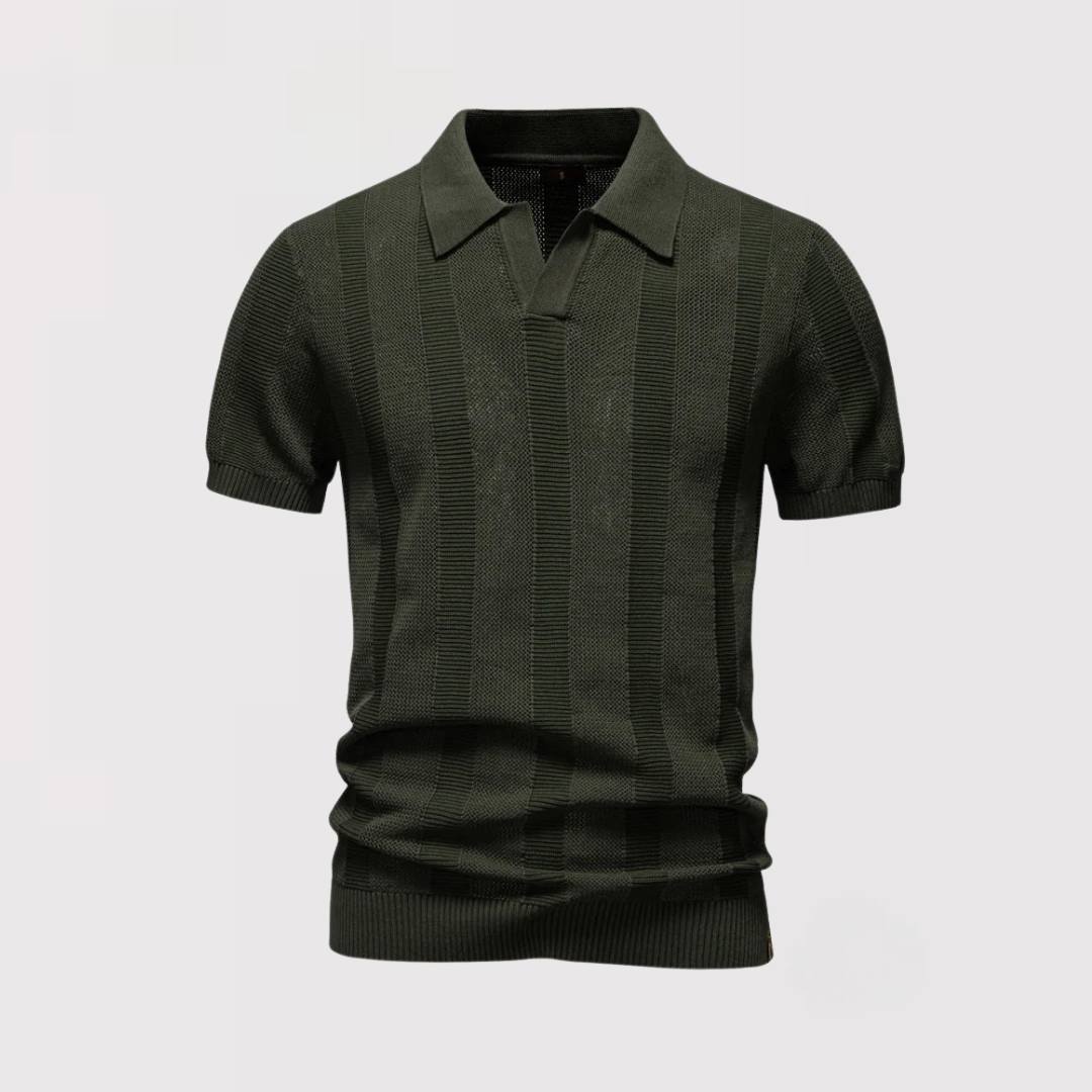 Markus Berlin Herren Klassisches Strick-Poloshirt mit Knopfleiste, Vorderansicht