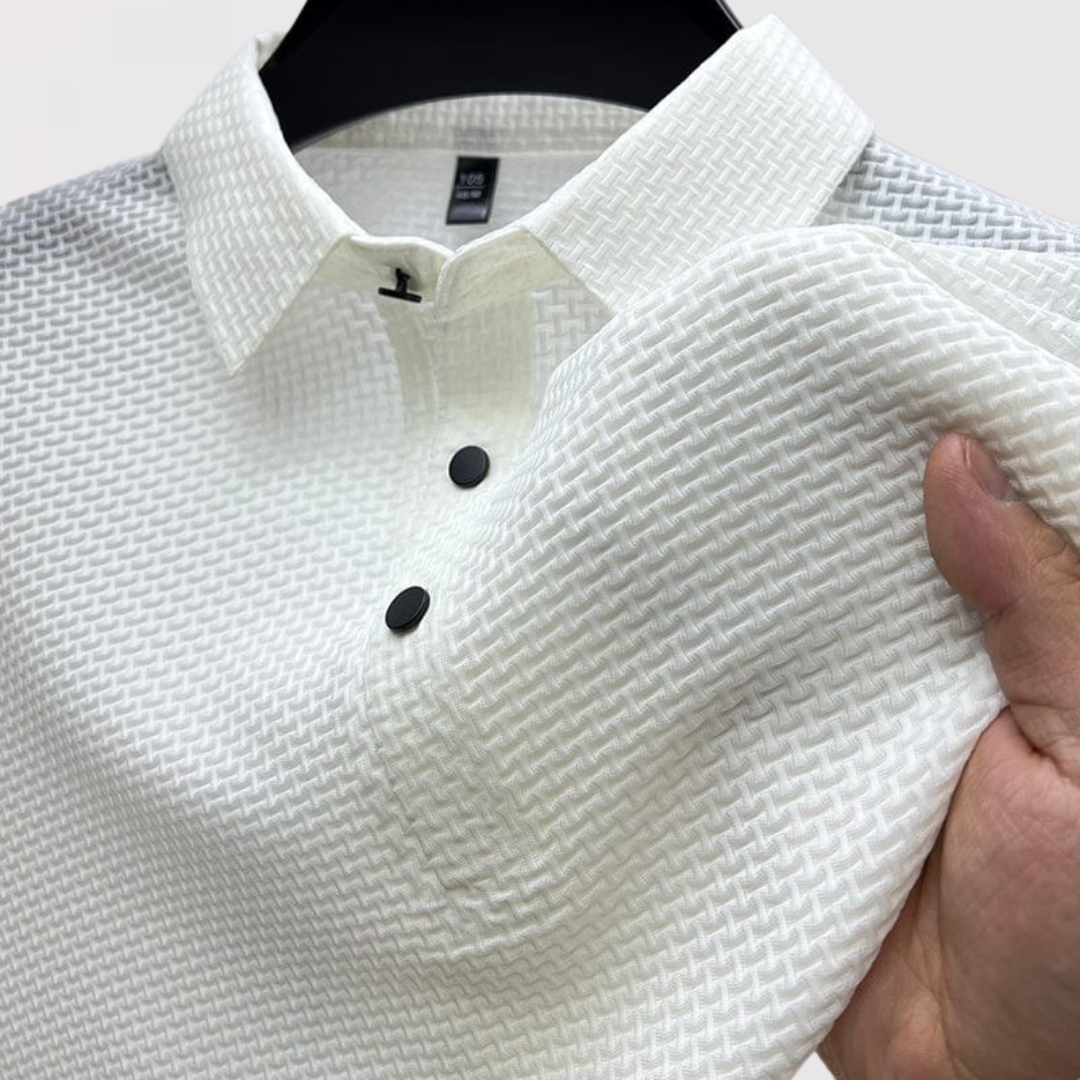 Markus Berlin Herren Strukturiertes Poloshirt, Vorderansicht