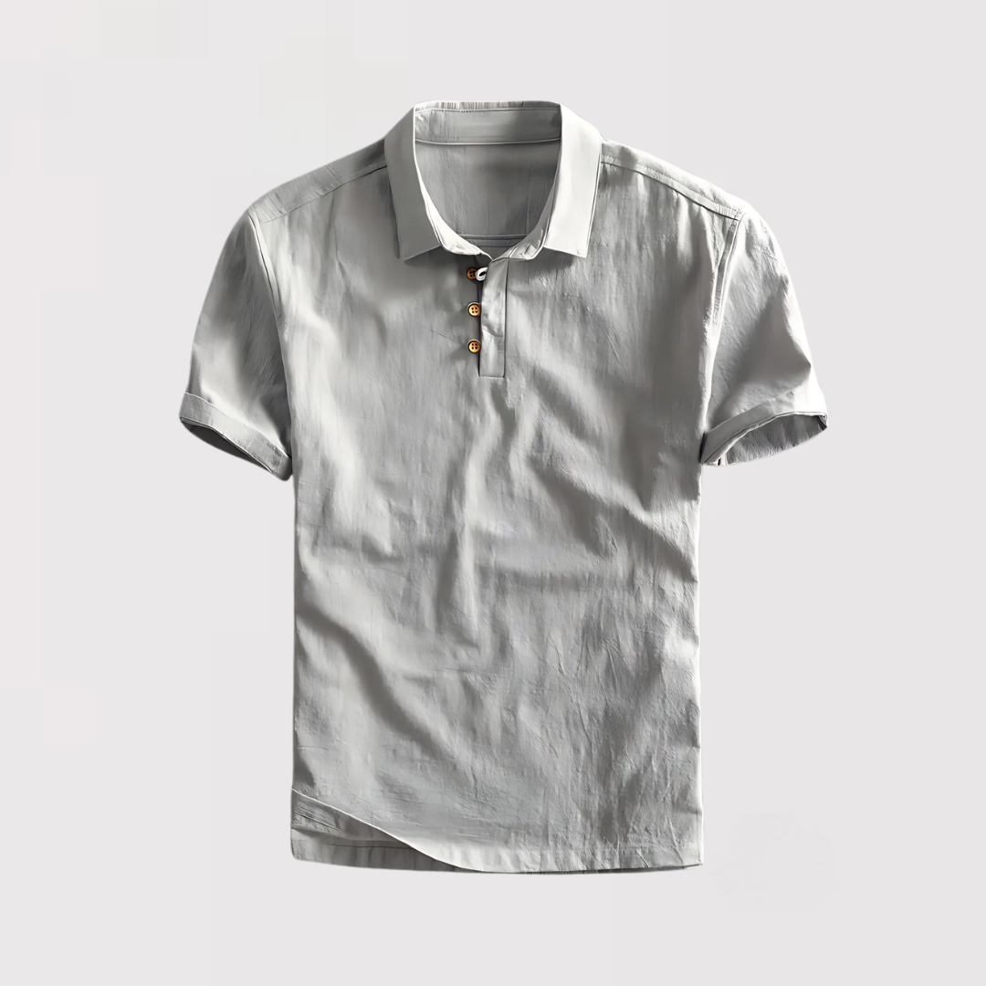 Markus Berlin Herren Sommer-Poloshirt mit natürlicher Textur, Vorderansicht