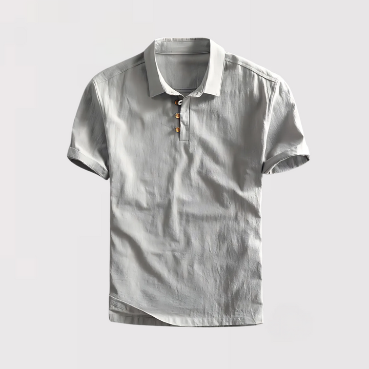 Markus Berlin Herren Sommer-Poloshirt mit natürlicher Textur, Vorderansicht