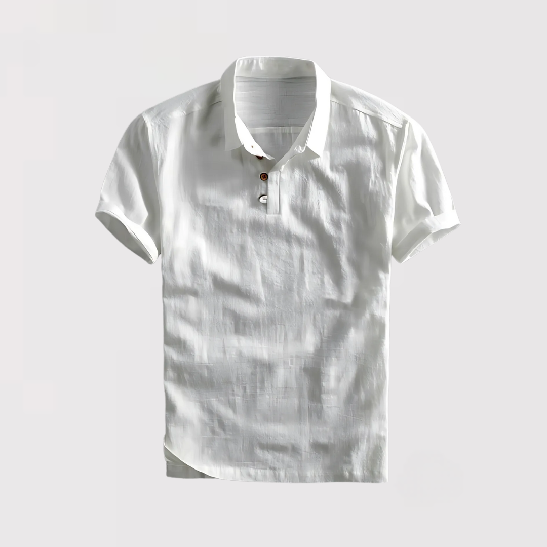Markus Berlin Herren Sommer-Poloshirt mit natürlicher Textur, Vorderansicht