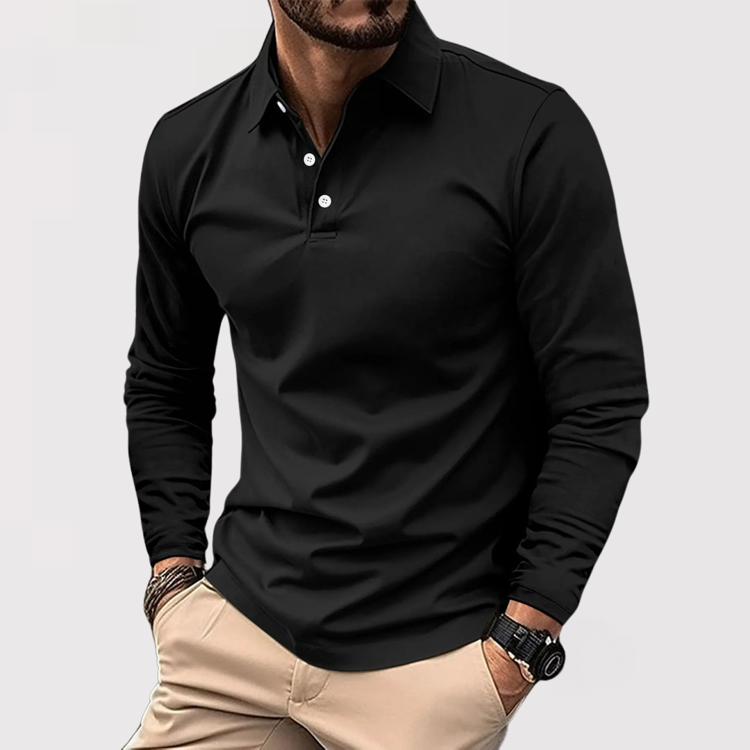 Markus Berlin Herren Langarm-Poloshirt, Vorderansicht