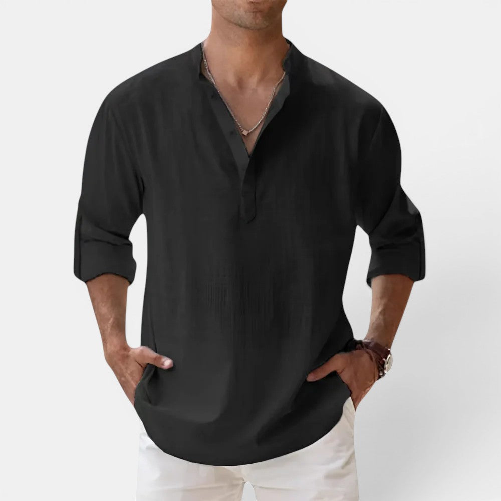 Markus Berlin Herren Henley-Shirt, Vorderansicht