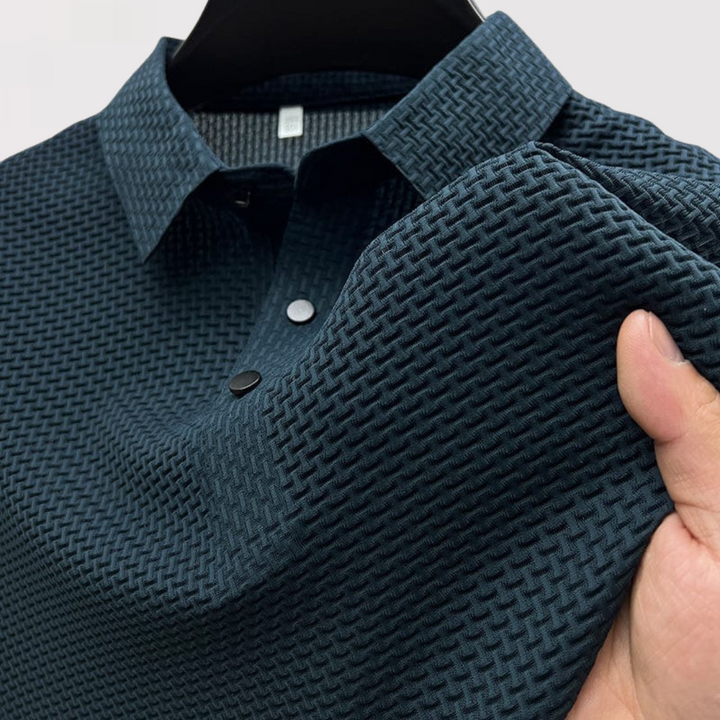 Markus Berlin Herren Strukturiertes Poloshirt, Vorderansicht