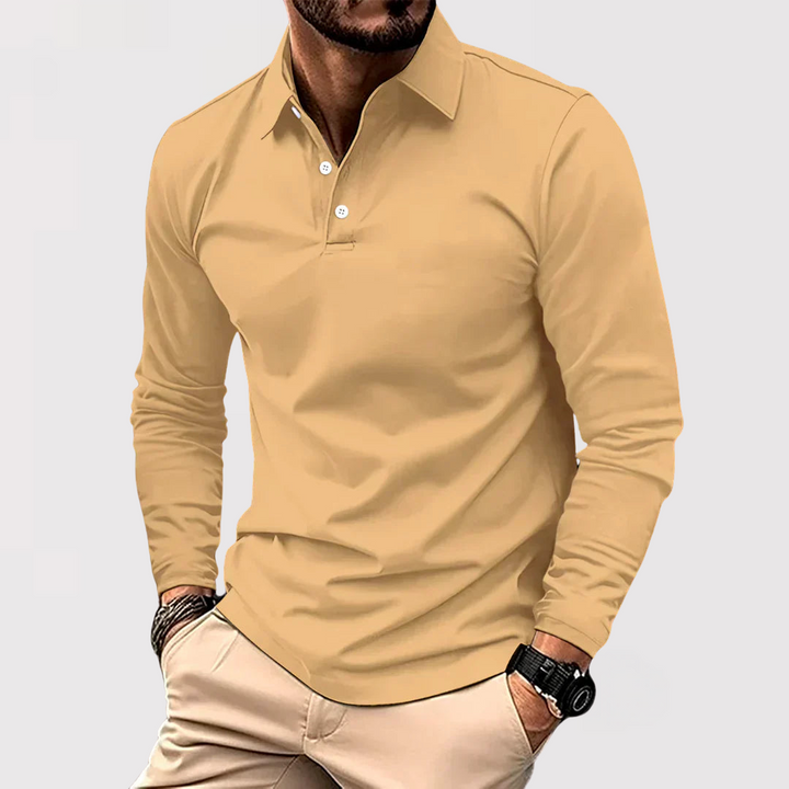 Markus Berlin Herren Langarm-Poloshirt, Vorderansicht