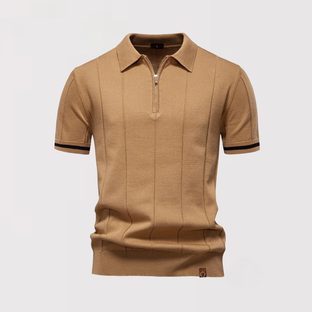 Markus Berlin Herren Schmales Poloshirt mit Frontreißverschluss, Vorderansicht
