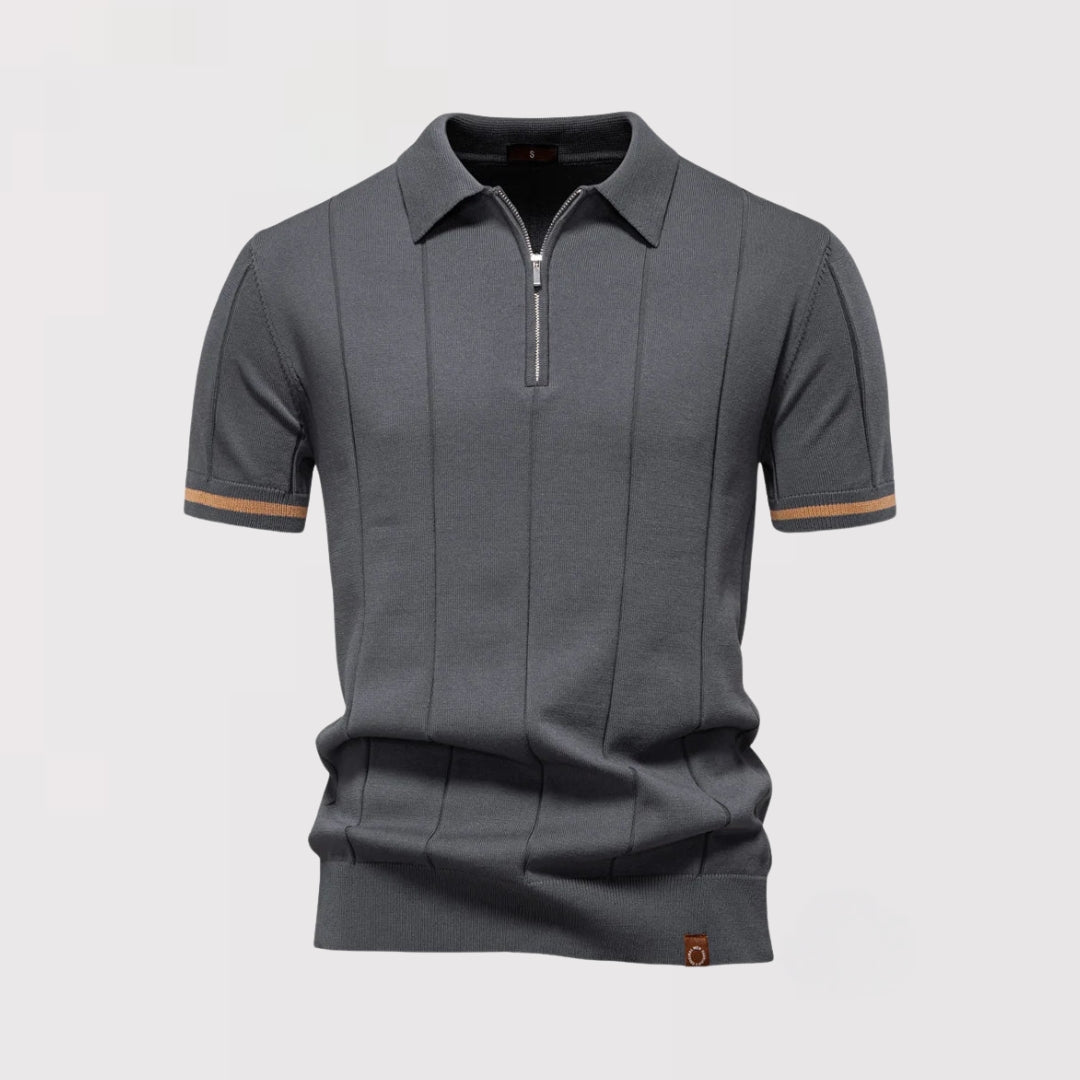 Markus Berlin Herren Schmales Poloshirt mit Frontreißverschluss, Vorderansicht