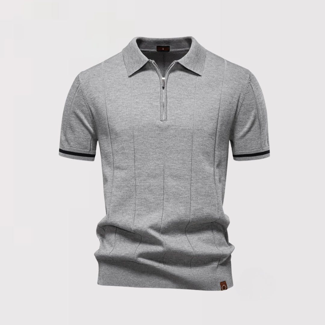 Markus Berlin Herren Schmales Poloshirt mit Frontreißverschluss, Vorderansicht