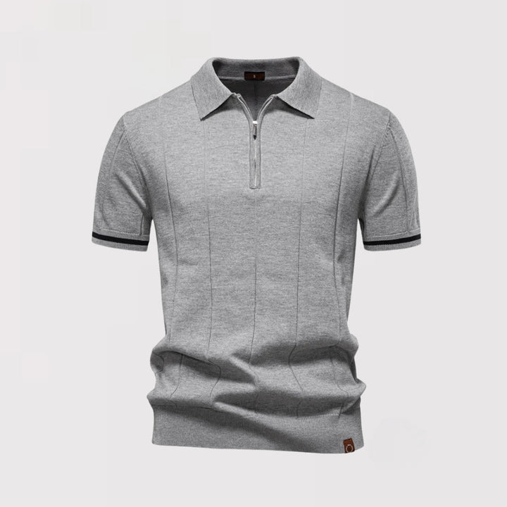 Markus Berlin Herren Schmales Poloshirt mit Frontreißverschluss, Vorderansicht