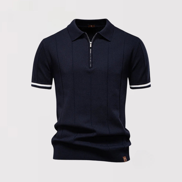 Markus Berlin Herren Schmales Poloshirt mit Frontreißverschluss, Vorderansicht