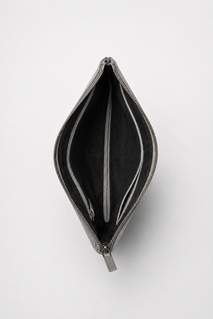 Markus Berlin Herren Clutch-Tasche Hellgrau, Vorderansicht