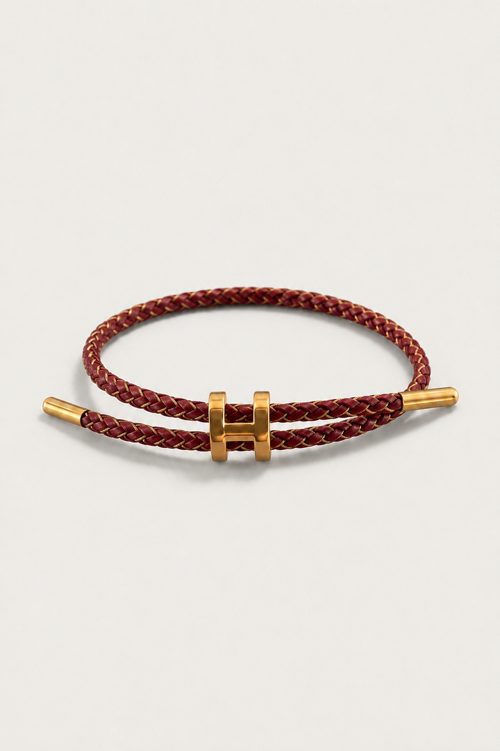 Markus Berlin Herren Armband Bordeaux/Gold, Vorderansicht