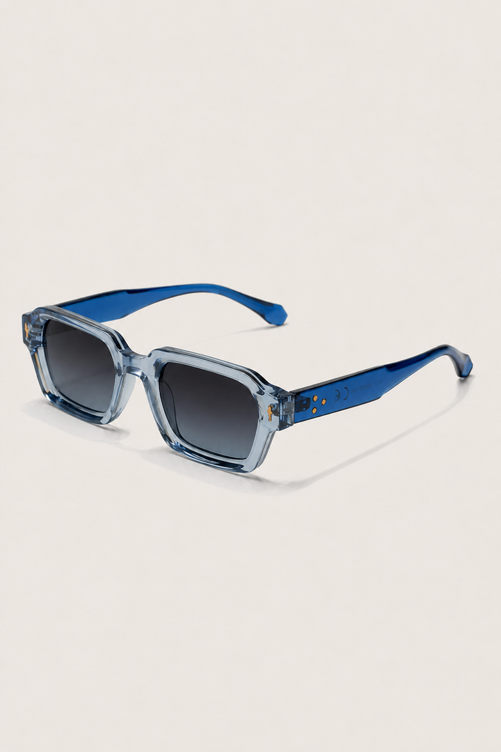 Markus Berlin Herren Sonnenbrille Transparent Blau, Vorderansicht