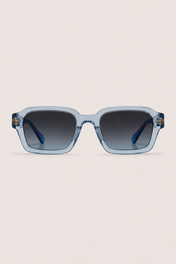 Markus Berlin Herren Sonnenbrille Transparent Blau, Vorderansicht