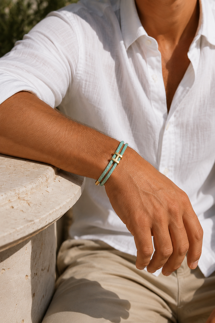 Markus Berlin Herren Armband Mint/Gold, Vorderansicht