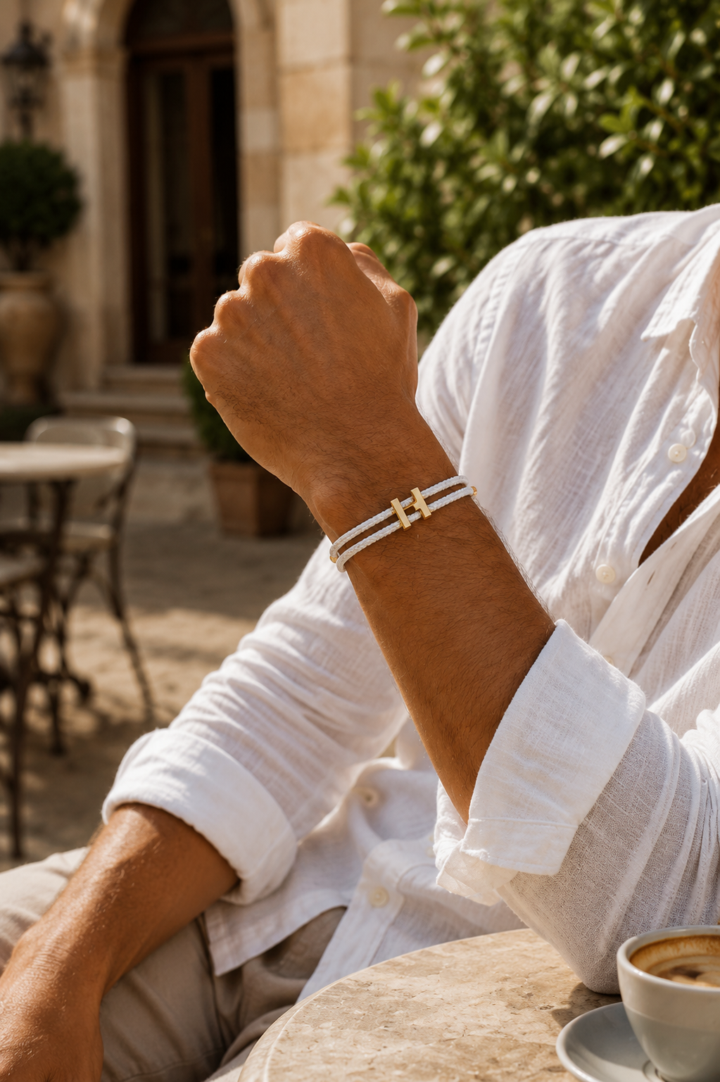 Markus Berlin Herren Armband Weiß/Gold, Vorderansicht