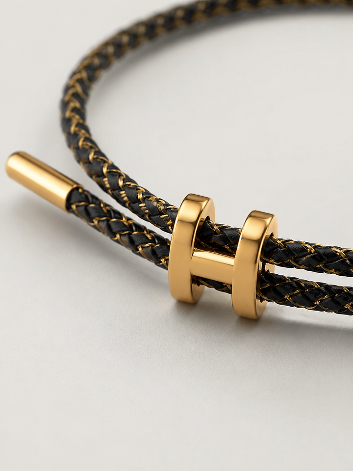 Markus Berlin Herren Armband Gold/Schwarz, Vorderansicht