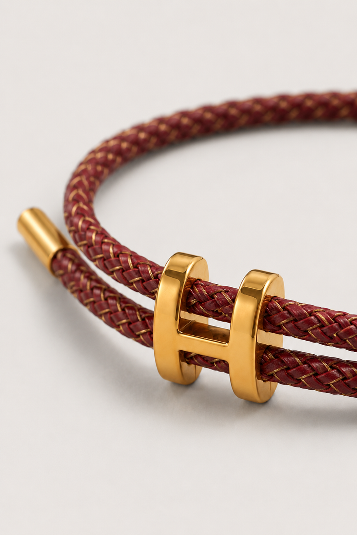Markus Berlin Herren Armband Bordeaux/Gold, Vorderansicht