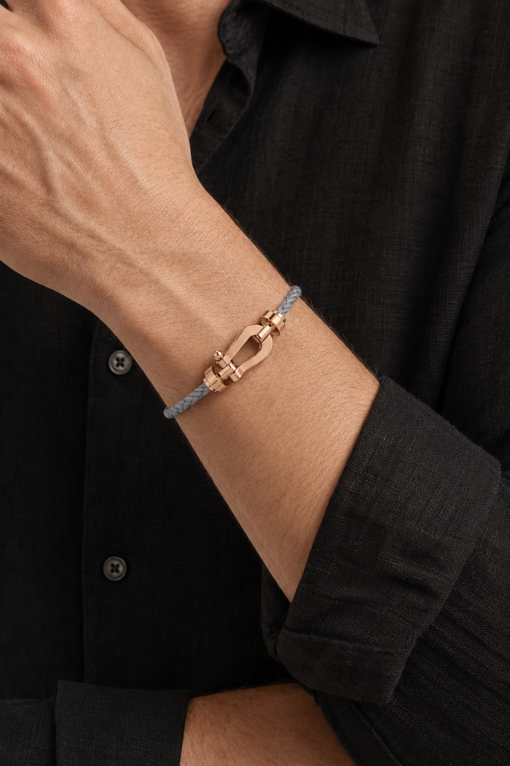 Markus Berlin Herren Armband Grau/Roségold, Vorderansicht