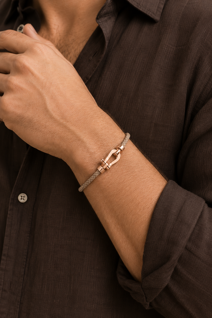 Markus Berlin Herren Armband Hellbraun/Roségold, Vorderansicht