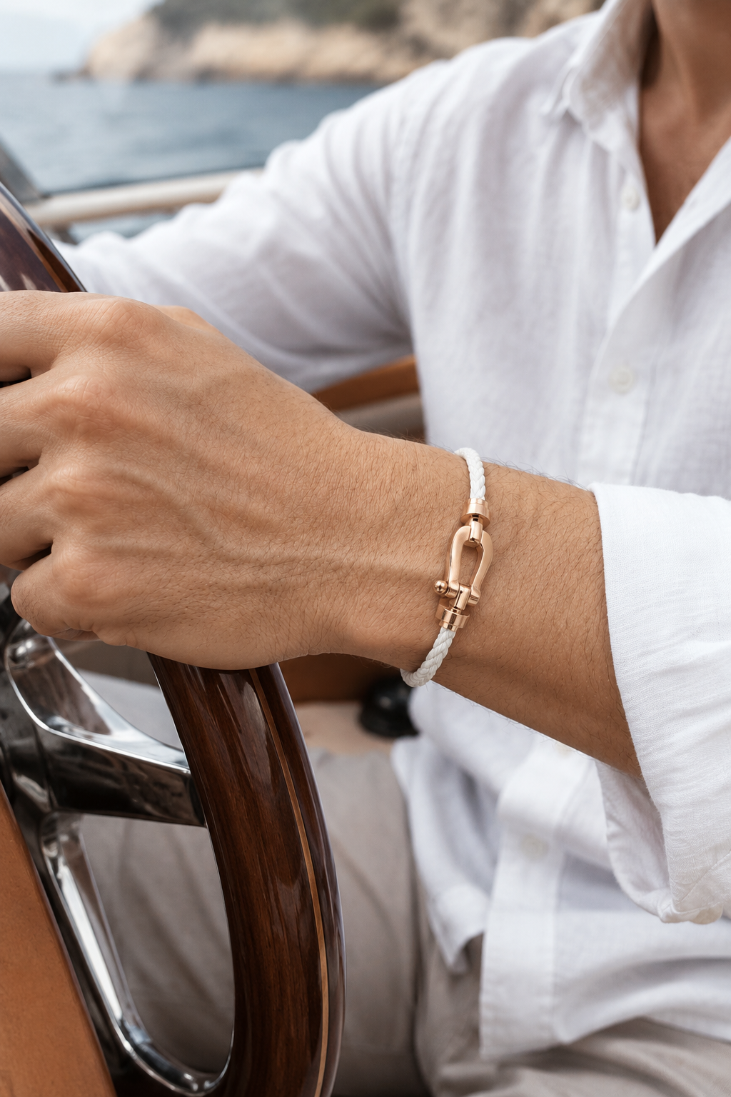 Markus Berlin Herren Armband Weiß/Roségold, Vorderansicht