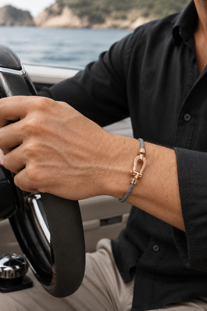 Markus Berlin Herren Armband Grau/Roségold, Vorderansicht