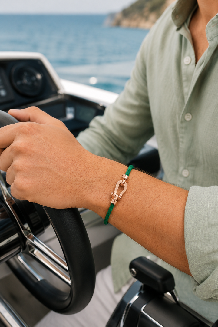 Markus Berlin Herren Armband Grün/Roségold, Vorderansicht