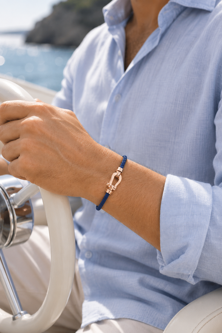 Markus Berlin Herren Armband Marineblau/Roségold, Vorderansicht