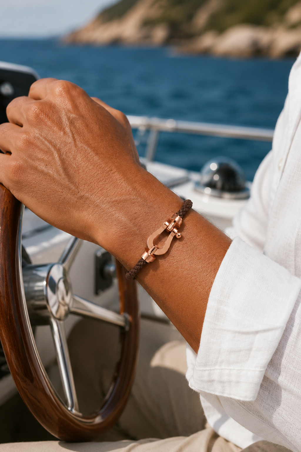 Markus Berlin Herren Armband Dunkelbraun/Roségold, Vorderansicht