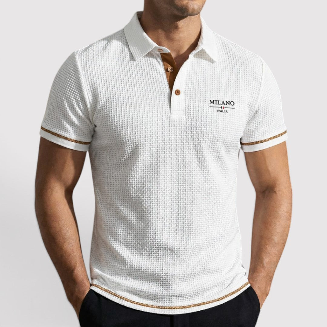 Markus Berlin Herren Poloshirt mit Waffelstruktur, Vorderansicht