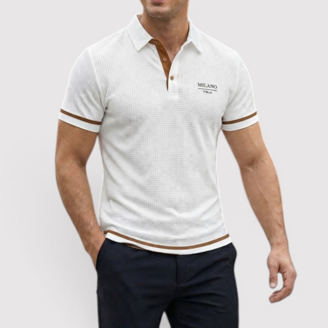 Markus Berlin Herren Poloshirt mit Waffelstruktur, Vorderansicht