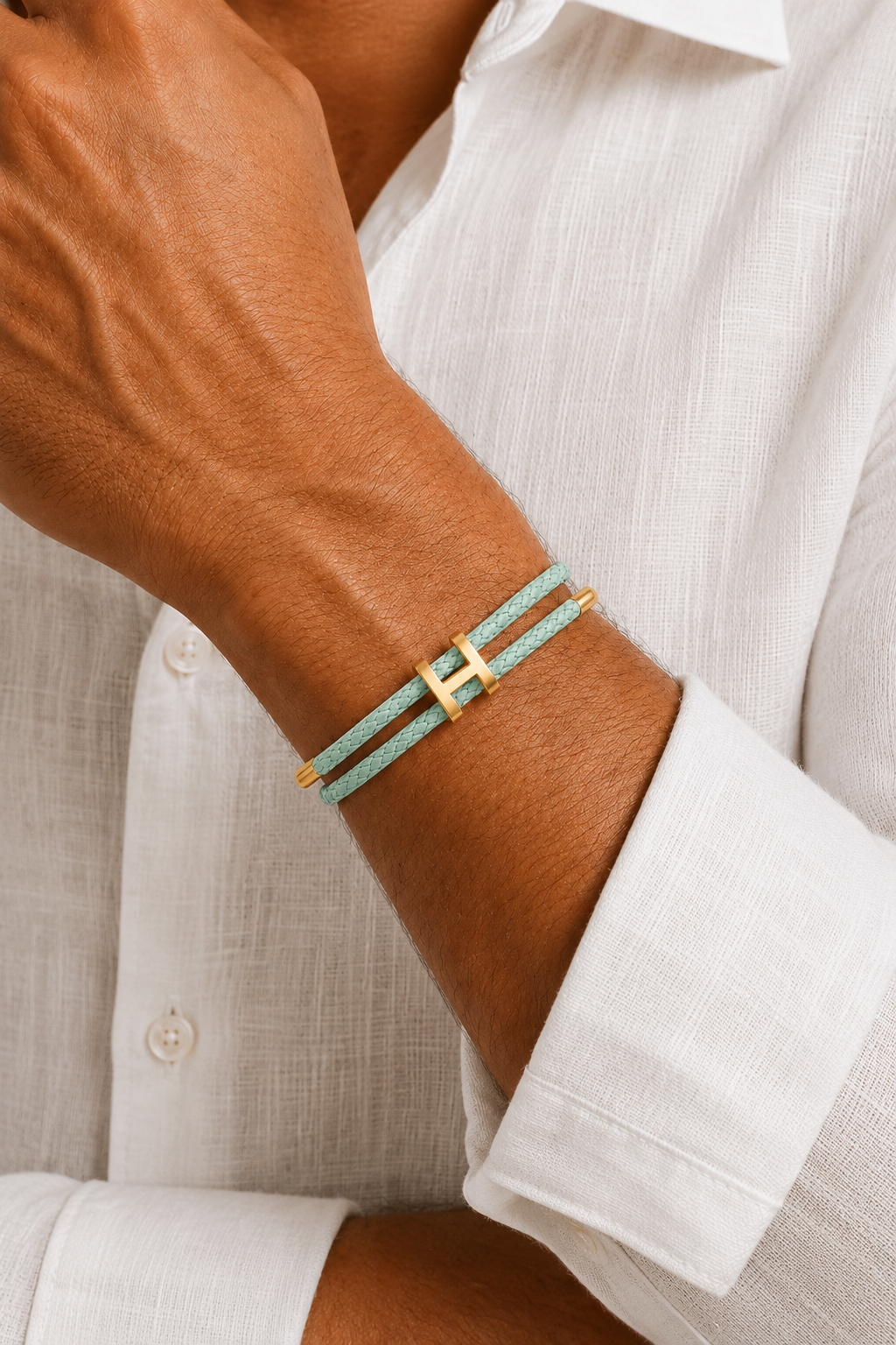 Markus Berlin Herren Armband Mint/Gold, Vorderansicht
