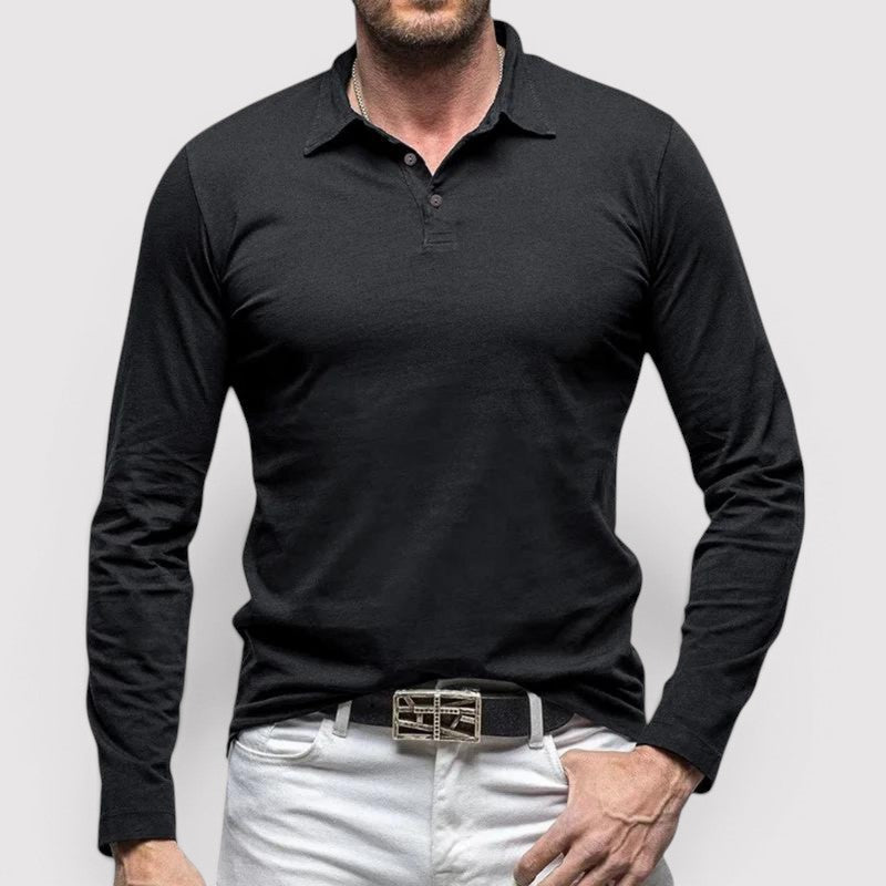 Markus Berlin Herren Langarm-Poloshirt, Vorderansicht