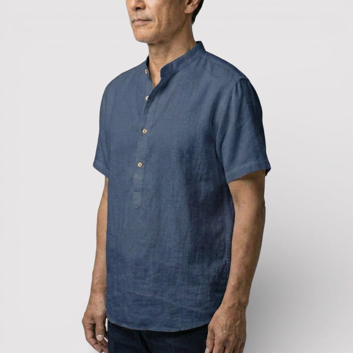 Markus Berlin Herren Kurzarmhemd mit Stehkragen, Vorderansicht