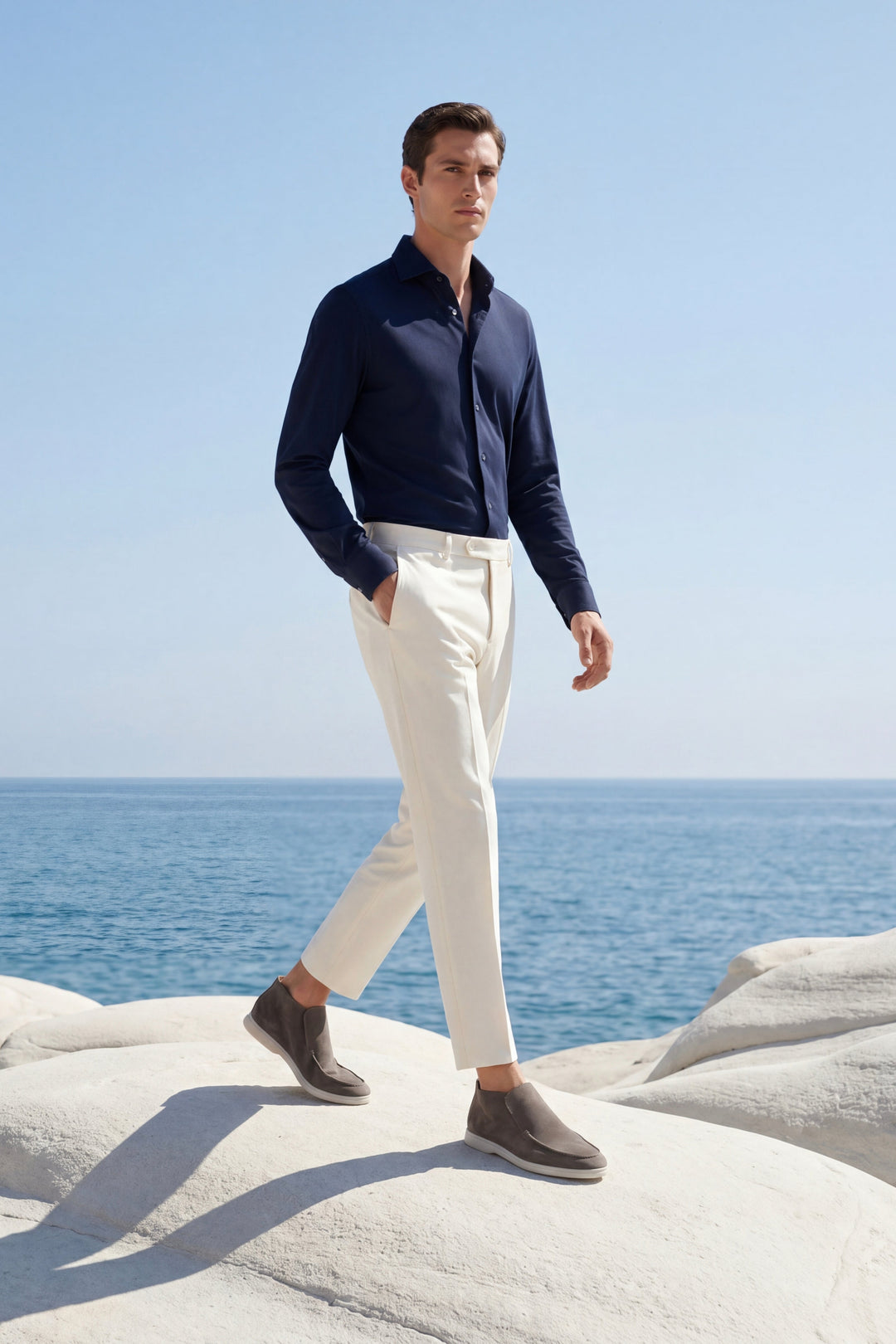 Markus Berlin Herren High-Top-Loafer Olivgrün, Vorderansicht