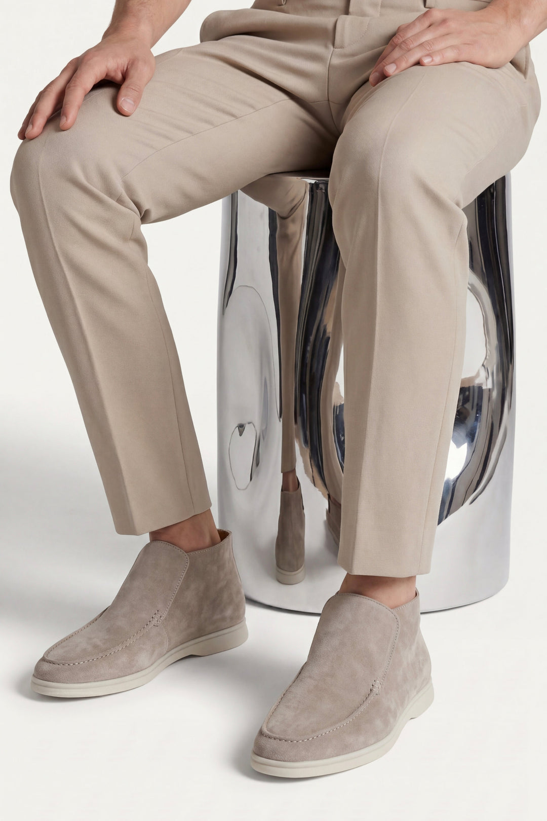 Markus Berlin Herren Hoher Loafer Taupe, Vorderansicht