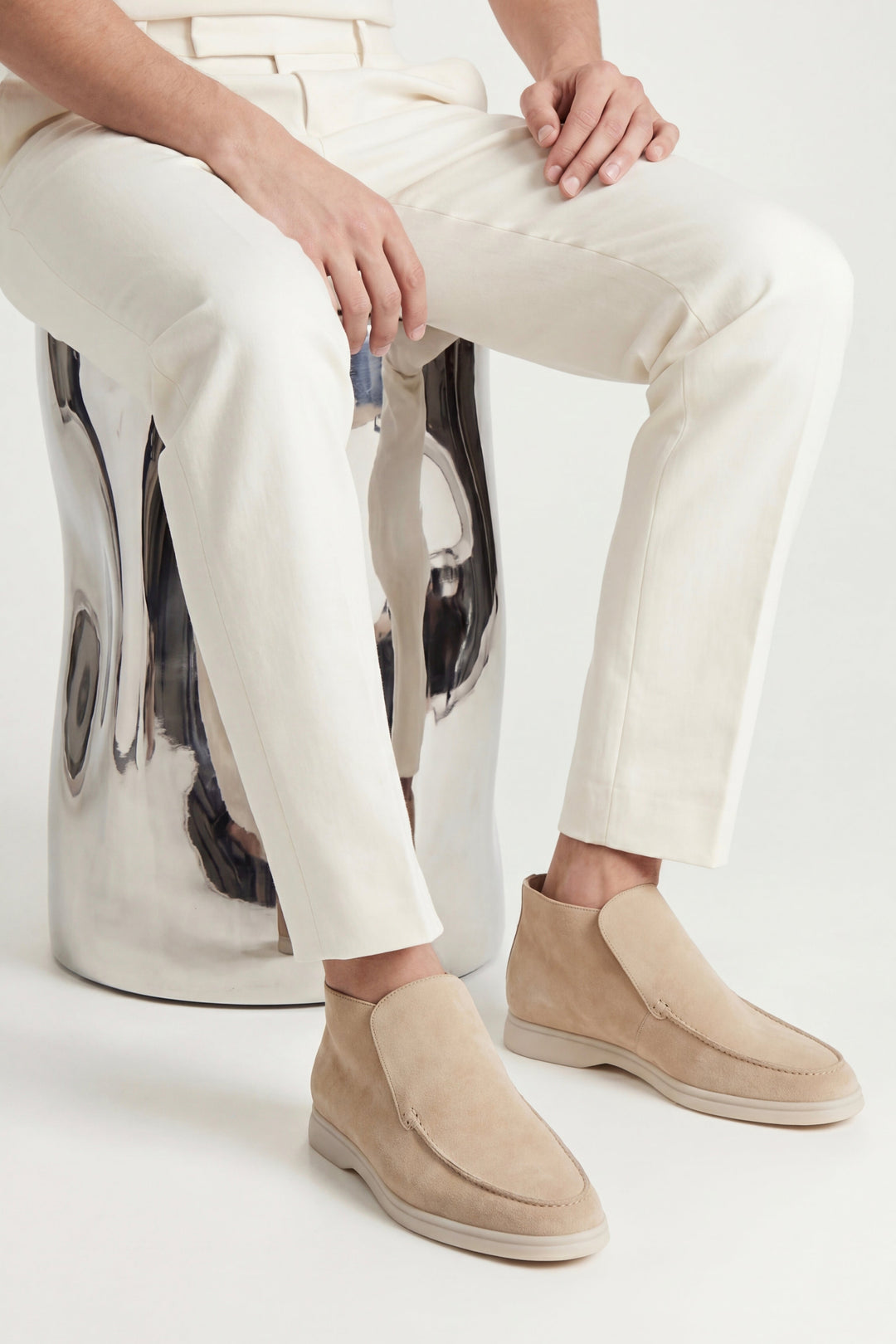 Markus Berlin Herren High-Top-Loafer Beige, Vorderansicht