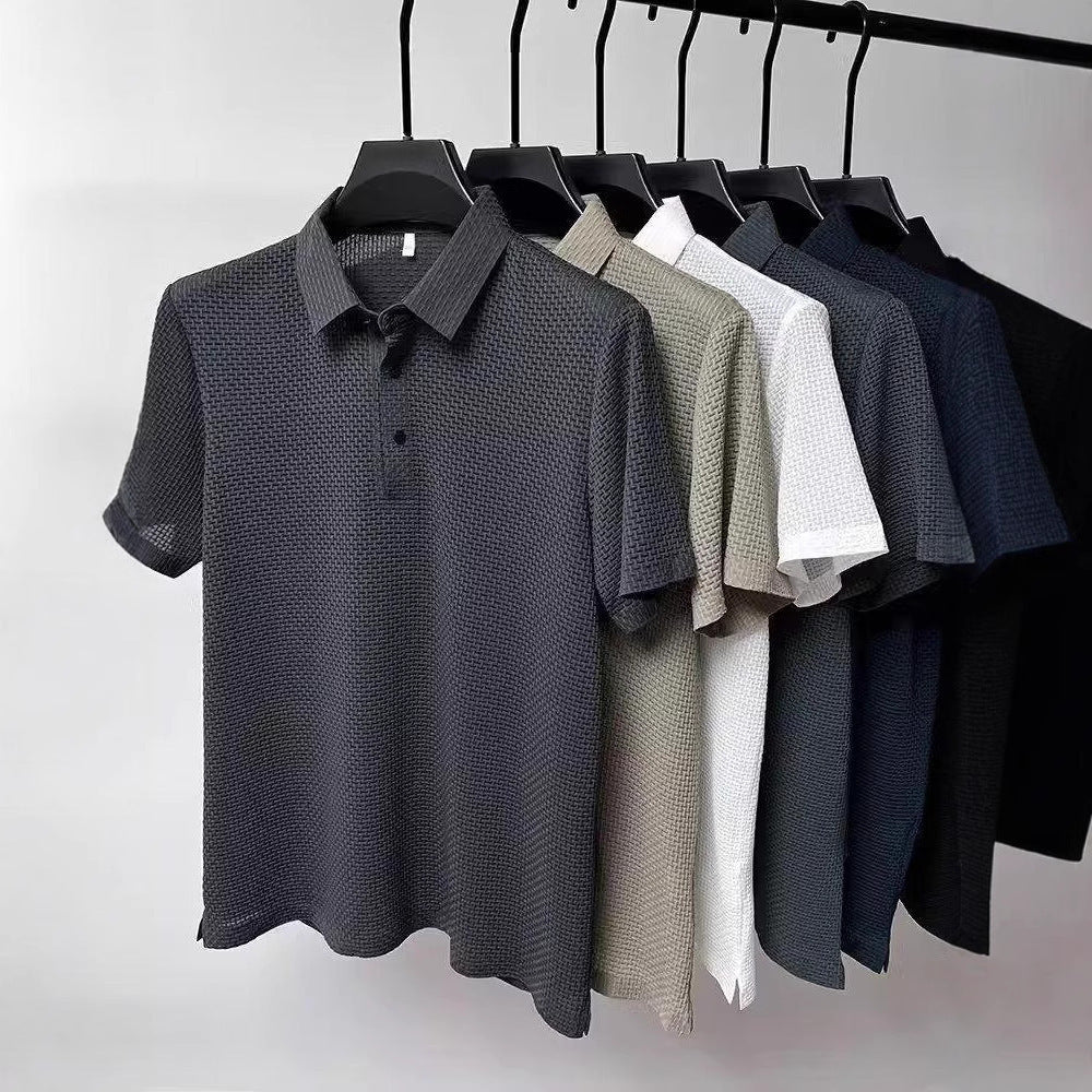 Markus Berlin Herren Strukturiertes Poloshirt, Vorderansicht