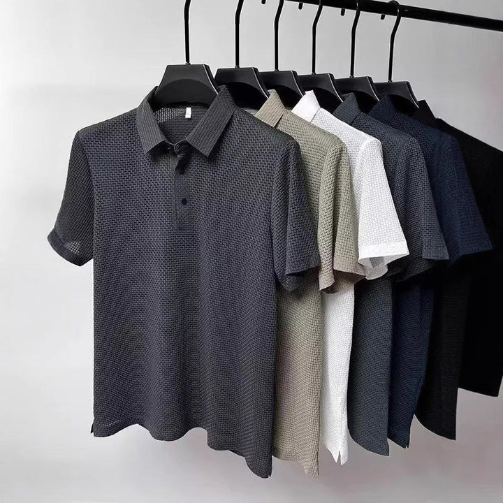 Markus Berlin Herren Strukturiertes Poloshirt, Vorderansicht