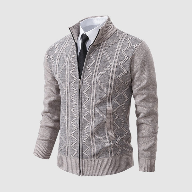 Markus Berlin Herren Strickjacke mit Muster, Vorderansicht